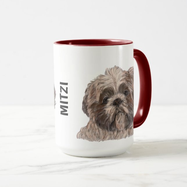 Shih Tzu Watercolor Personlig mugg (Framsida höger)