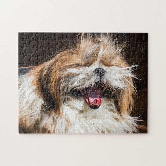 Shih tzu yawawatt skrattade roligt pussel (Horisontell)