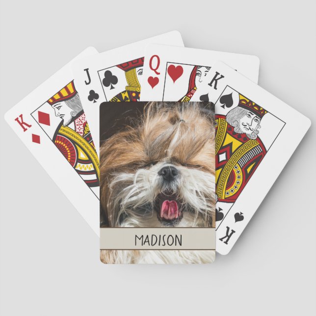 Shih tzu yawning tunga lustig Personalize Casinokort (Baksidan)