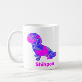 Shihpoo Hund Silhouette Crazy Shock rosa Kaffemugg