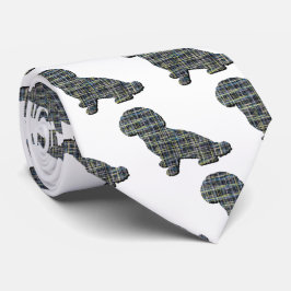 Shihpoo Hund Silhouette Gult & Black Grid White Slips