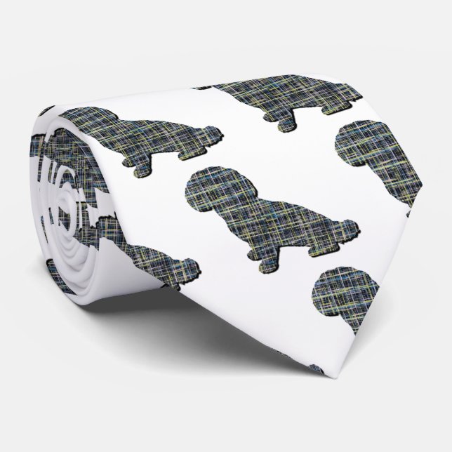 Shihpoo Hund Silhouette Gult & Black Grid White Slips (Rullad)