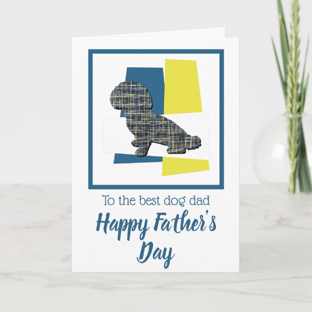 Shihpoo Hund Siluett Trefärgad Fars dag-kort Kort (Framsida)
