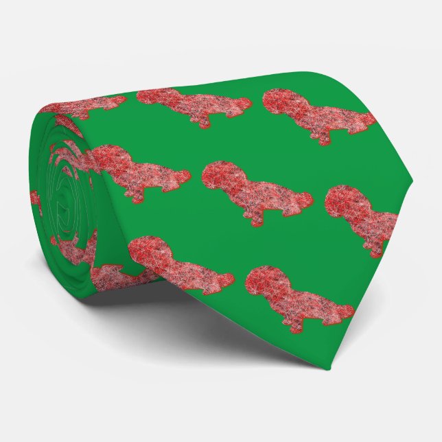 Shihpoo jul hund siluett grön hals slips (Rullad)