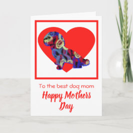 Shihpoo Silhouette Hund Red Heart Mor's Day Card Tack Kort
