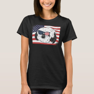 Shihtzu Pappa &amp Mamma American Flagga 4 juli US T Shirt