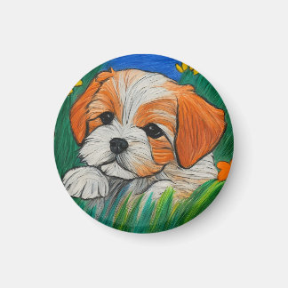 Shihtzu puppy crayon Art-utseendet magnet