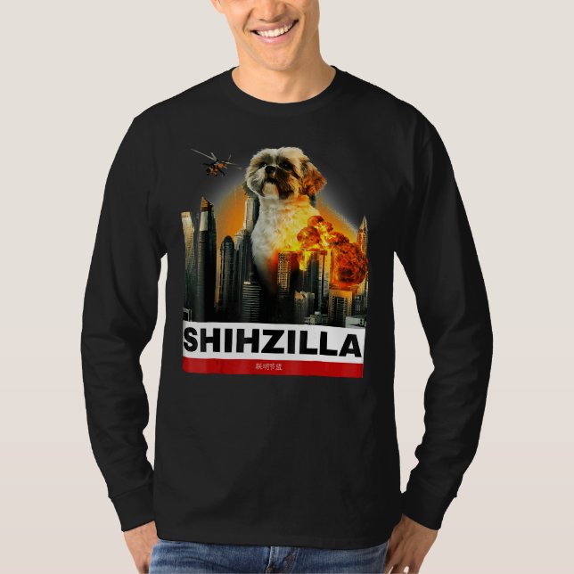 Shihzilla Shih Tzu t för Hund Halloween Shirt (Framsida)
