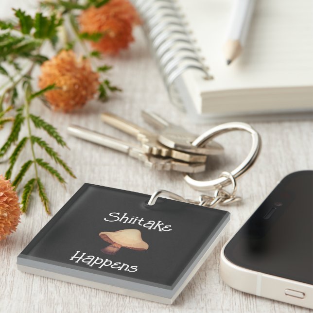 Shiitake Mushroom Acrylic Keychain (Högra Framsidan)