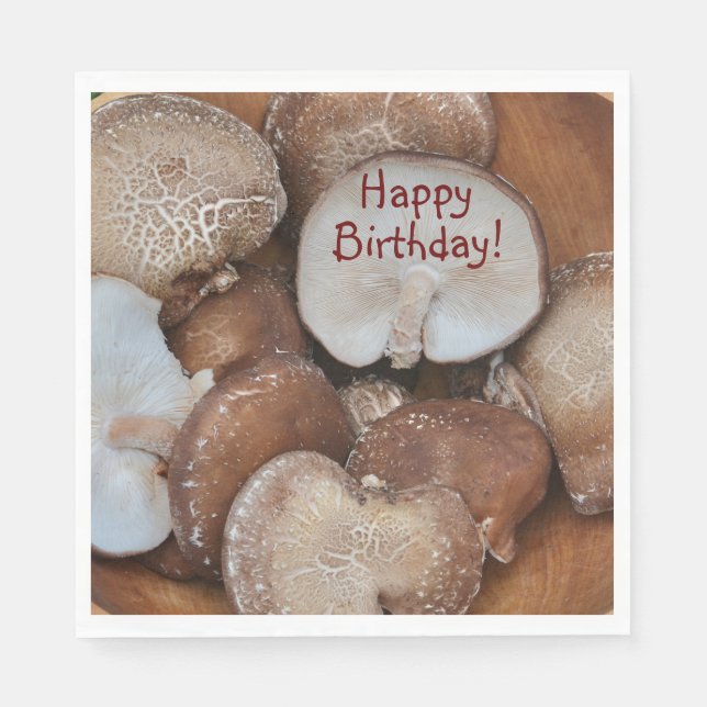Shiitake Mushrum Birthday Pappersservett (Framsidan)