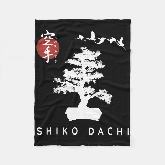 Shiko Dachi Karate Beginner Bonsai Kanji Calligrap Fleecefilt (Framsidan)
