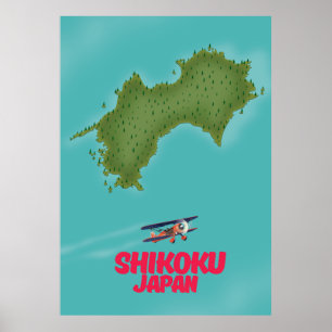 Shikoku Japan karta Poster