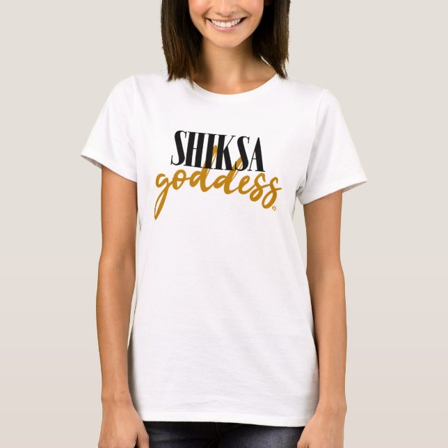 Shiksa Gudinnan Glam Judisk Typografi T Shirt (Framsida)