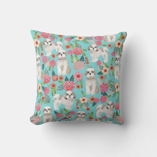 shill tzu-blommigtar kudda hund decor söt hund kudde (Framsida)