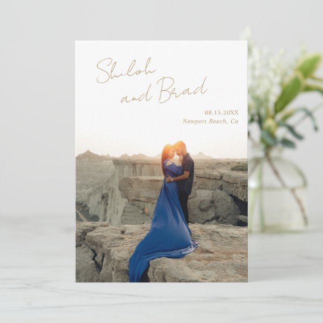 Shiloh Antique Guld Modern Elegant bröllop Spara Datumet (Stående Fram)