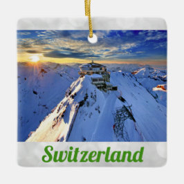 Shilthorn Mountain Swiss Alpernas Schweiz Sunrise Julgransprydnad Keramik
