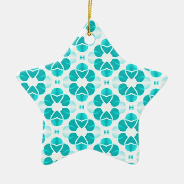 Shimering Glam Star Ornament, Teal Julgransprydnad Keramik (Framsidan)