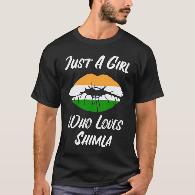 Shimla lips mouth love Indian flag T Shirt (Framsida)