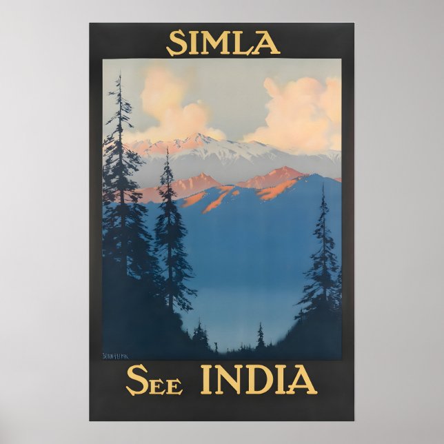 Shimla Print Indisk Konst Indien Resa Poster (Framsidan)