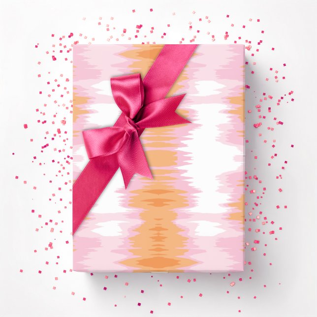 Shimmer Ikat i rosa och orange Presentpapper (Skapare uppladdad)
