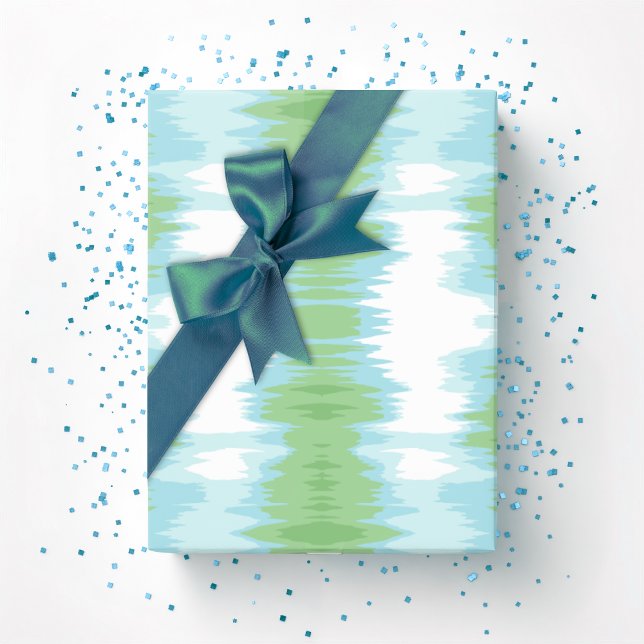 Shimmer Ikat in Green and Aqua Presentpapper (Skapare uppladdad)