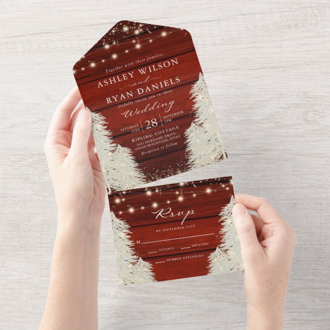 Shimmer Rustic Wood String Ljus Träd Bröllop (Avrivbar del)