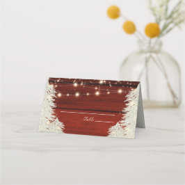 Shimmer Rustic Wood String Ljus Träd Bröllop Placeringskort