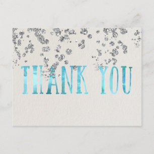 Shimmer Sea Blue och Faux Silver Sequins Vykort