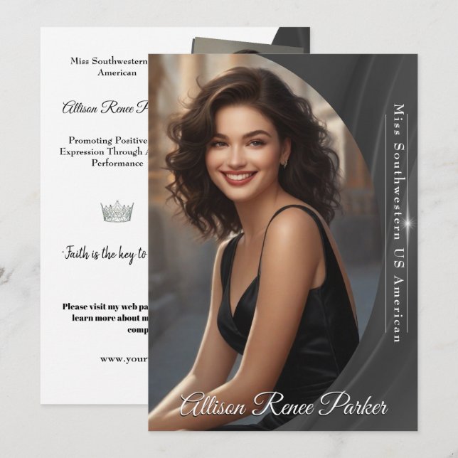 Shimmer Slate Autograph Card för Skönhetstävlingar Inbjudningar (Fram/baksida)