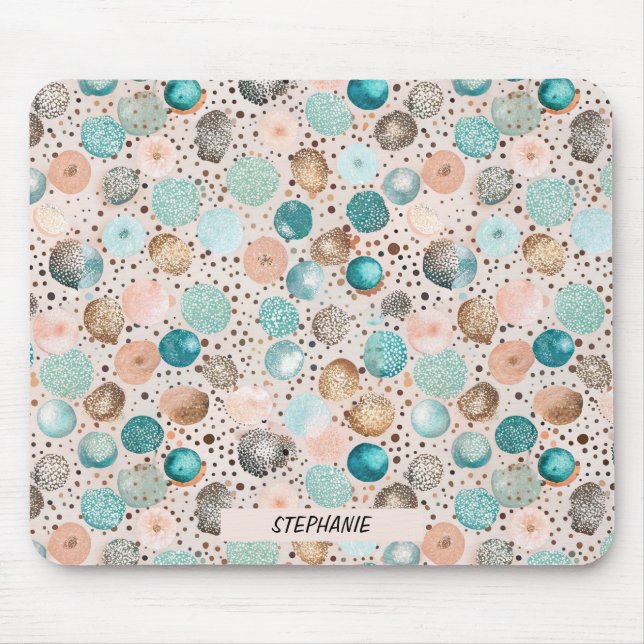 Shimmering Abstrakt Dot Mönster in Turquise, Rosa Musmatta (Framsidan)