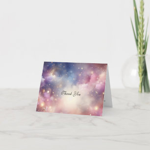 Shimmering Celestial Stardust Himmel Bröllop Tack Kort