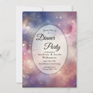 Shimmering Celestial Stardust Himmel Middag Party Inbjudningar