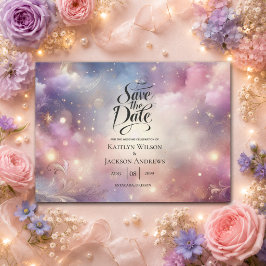 Shimmering Celestial Stardust Skies Bröllop Spara Datumet