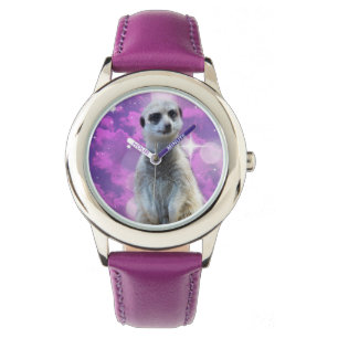 Shimmering Charm: Meerkat på Rosa Bokeh Background Armbandsur