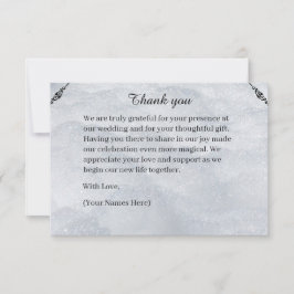 Shimmering Filigree Silver Flat Thank You Card Tack Kort