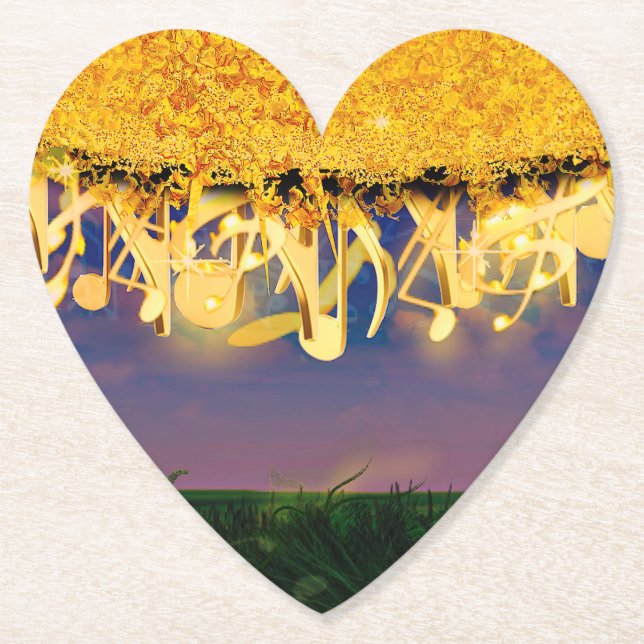 Shimmering Notes of Guld Underlägg Papper (Framsida)