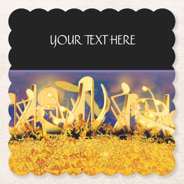 Shimmering Notes of Guld Underlägg Papper (Framsida)