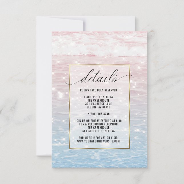Shimmering Rosa Havsvatten Detaljer Card Inbjudningar (Framsida)