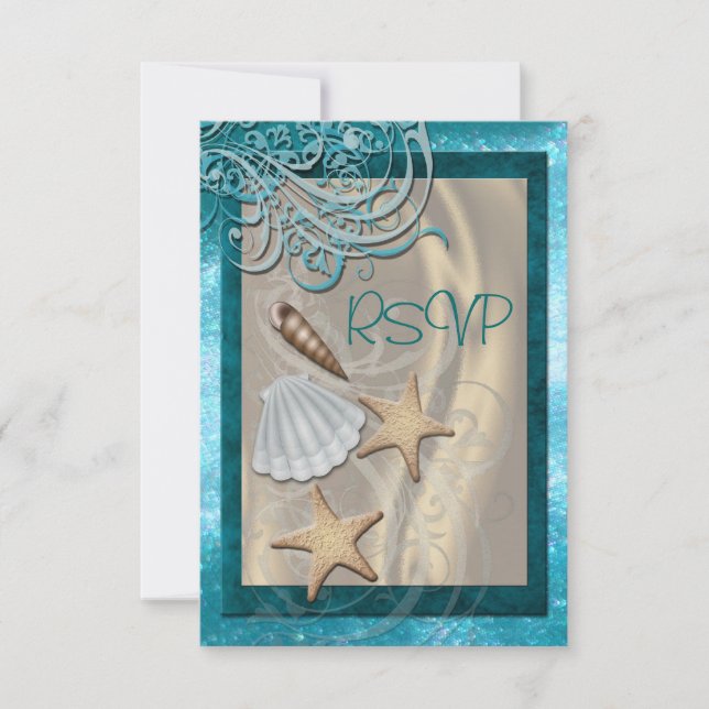 Shimmering Seashell Teal Beach Osa Investigation Kort (Framsida)
