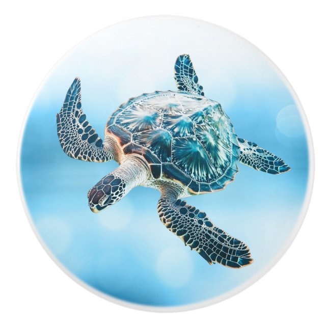 Shimmering Turquoise Sea Turtle | Coastal Knopp (Framsidan)