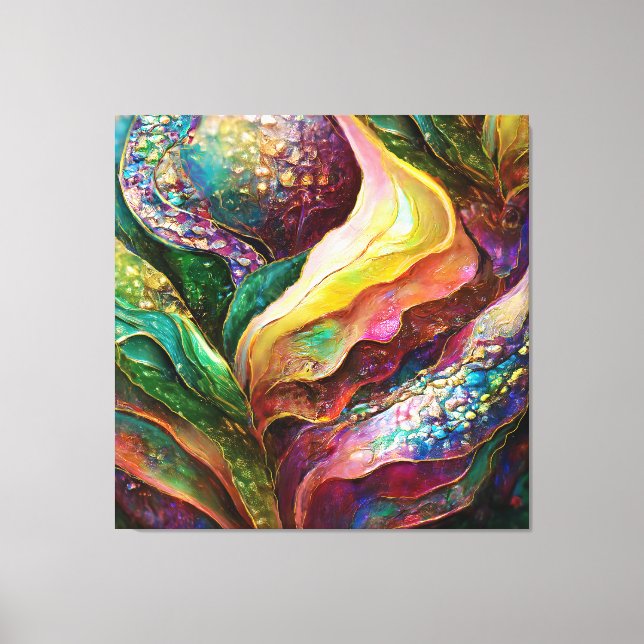 Shimmerring Guld och Abstrakt Struktur Canvastryck (Framsida)