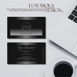 Shimmery Black Grått White Gradient och Logotyp Mo Visitkort