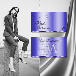Shimmery Blue Glamora med Initialer Modern Visitkort