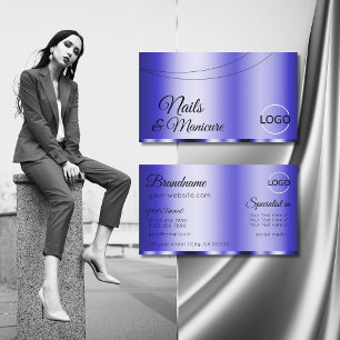 Shimmery Blue Glamora med Logotyp Modern Visitkort