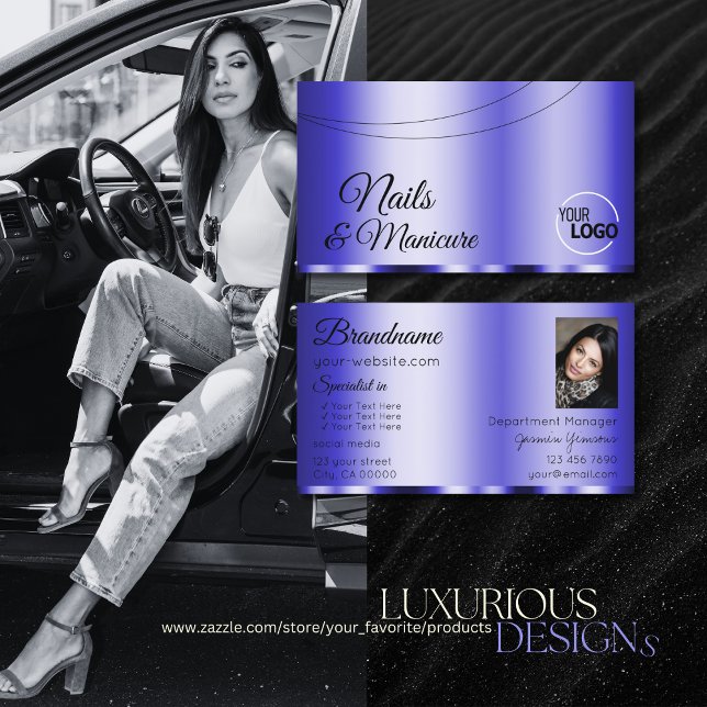 Shimmery Blue Glamora med Logotyp och foto Visitkort (Skapare uppladdad)
