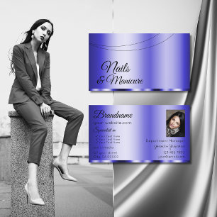 Shimmery Blue Glamora med Photo Modern Visitkort