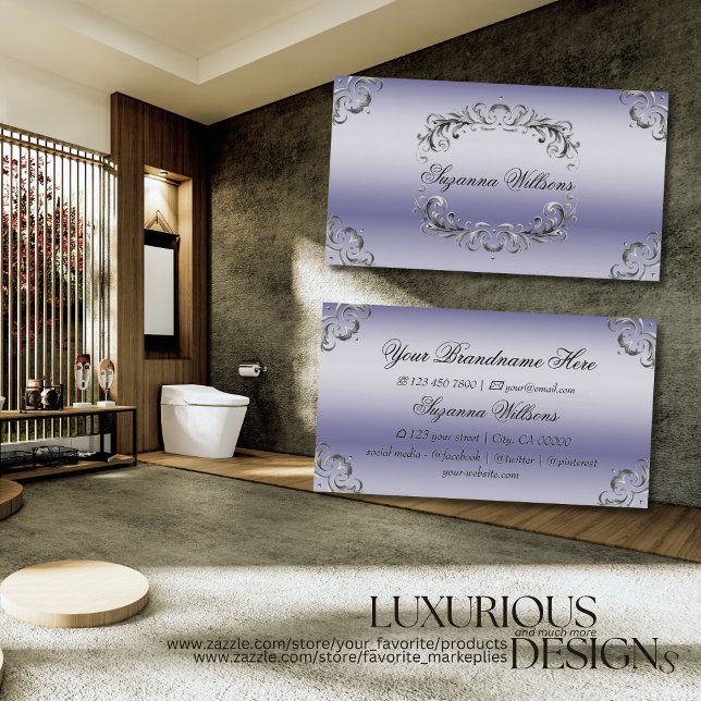 Shimmery Blue Silver Decor Sumptuous and Luxurious Visitkort (Skapare uppladdad)