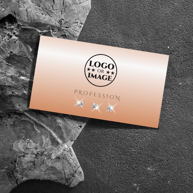 Shimmery Coral Ombre Sparkling Diamonds med Logoty Visitkort (Skapare uppladdad)