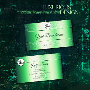 Shimmery Emerald Grönt Glitter Spark Monogram Logo Visitkort