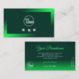 Shimmery Emerald Grönt Sparkling Diamonds Add Logo Visitkort